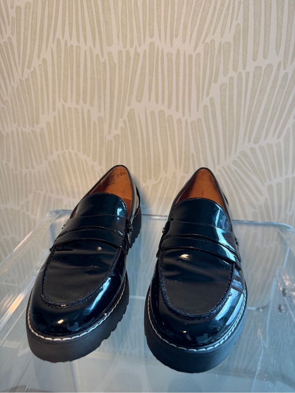 Franco Sarto Black Patent Leather Lug Sole Loafers - Picture 5 of 5